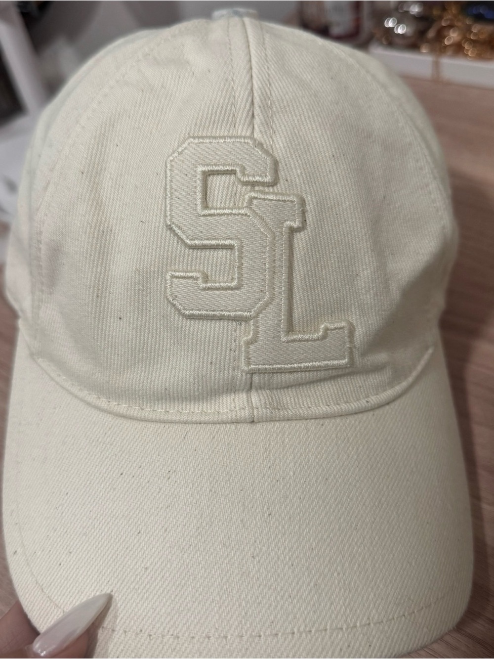 Women’s Cream YSL Embroidered Baseball Cap
